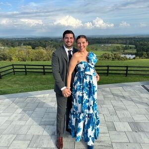 Anthropologie Blue and White Floral Dress
